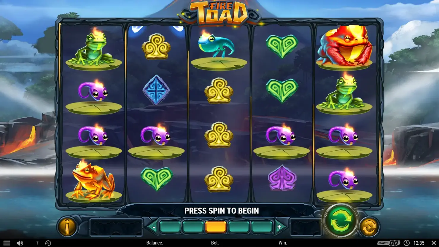 Fire Toad reels with symbols