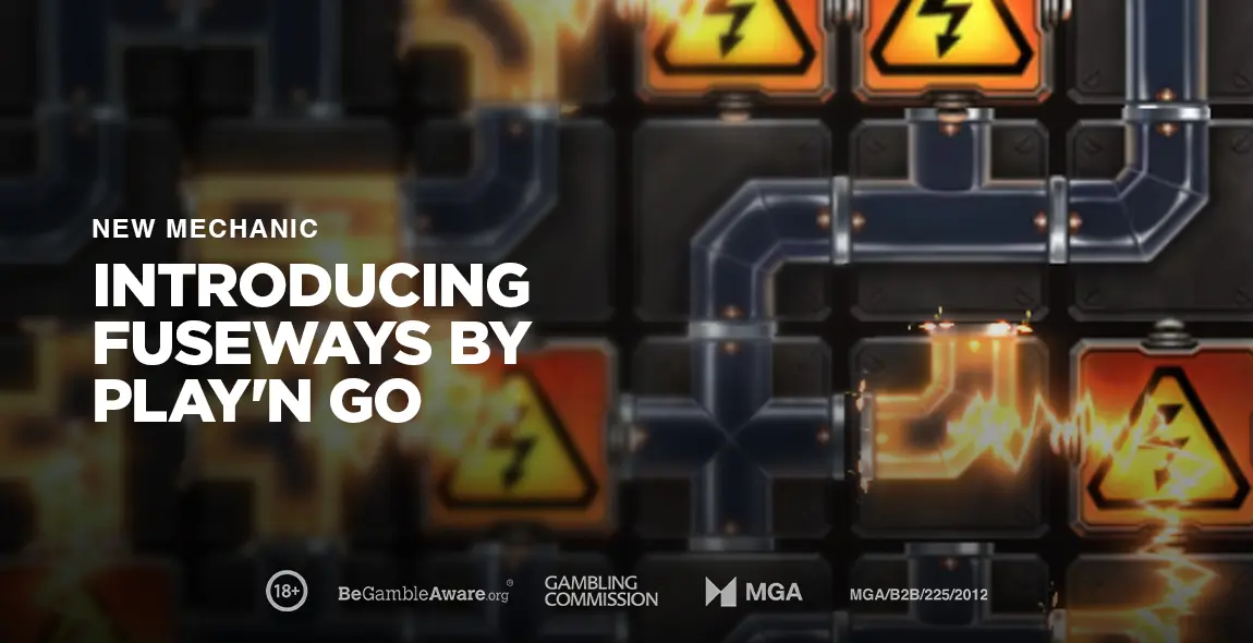 Game background with text 'new mechanic, introducing FuseWays by Play'n GO'