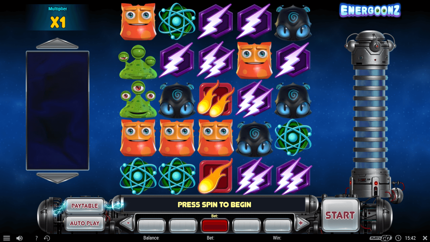 Energoonz grid slot gameplay by Play'n GO.