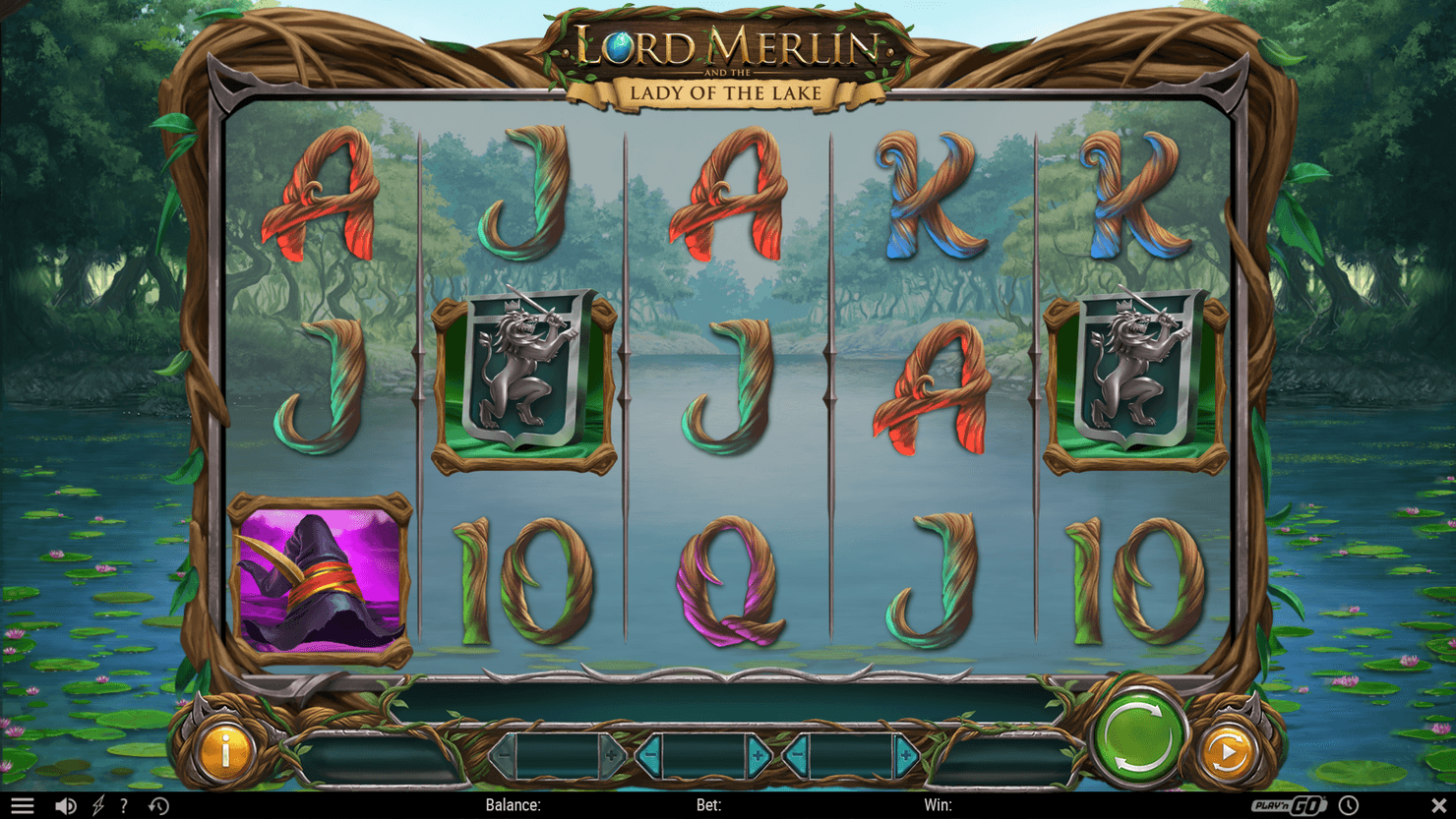 Lord Merlin and the Lady of the Lake online slot with magic hat symbol