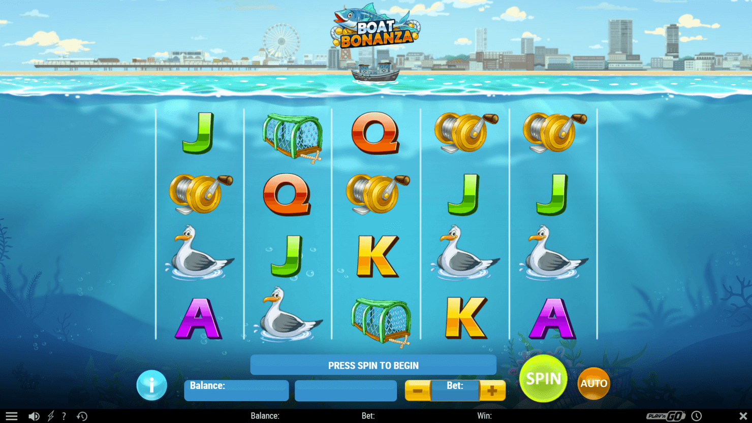 Boat Bonanza reels with fishing slot symbols