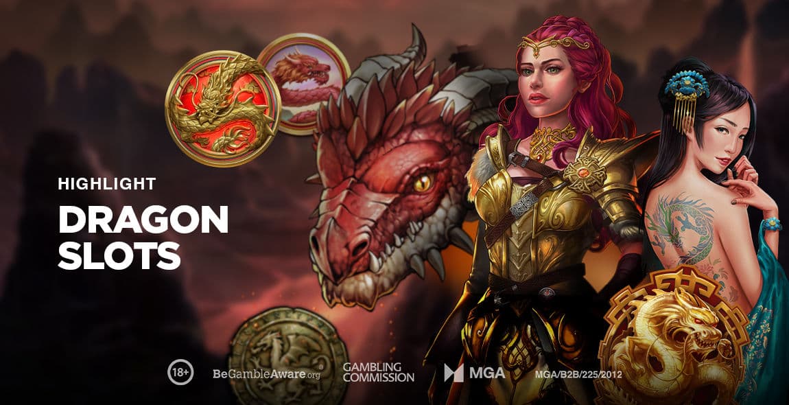 Play'n GO dragon characters with dragon slots text
