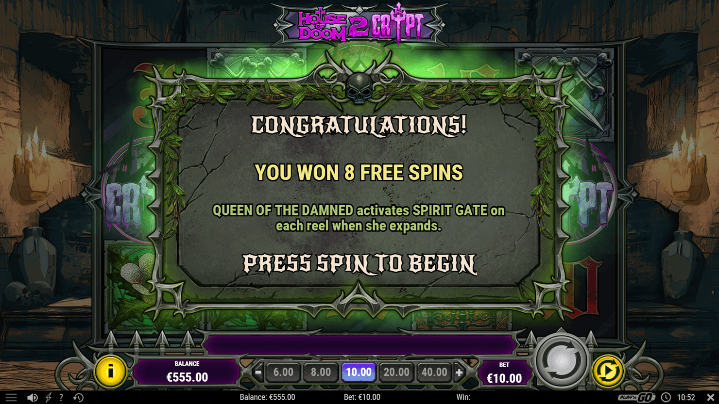 Play'n GO's online slot house of doom 2 the crypt.